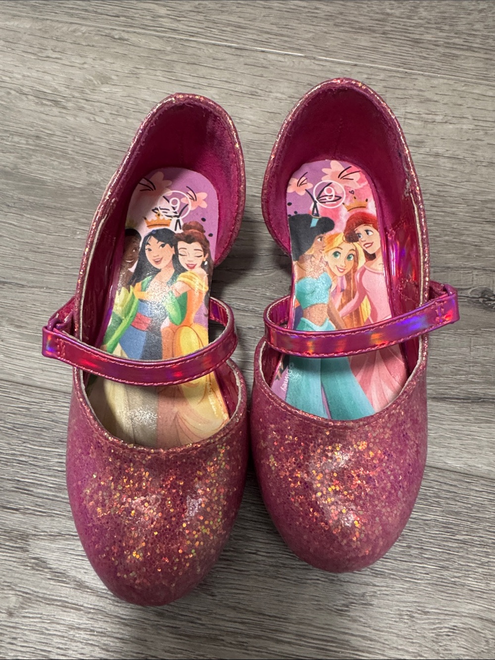 Disney Girls' Magenta Glitter Princess Mary Jane Shoes